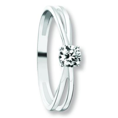Goldring ONE ELEMENT "Zirkonia Ring aus 333 Weißgold" Gr. 56, silber, Fingerringe, Damen, 56,mit Zirkonia, Weißgold 333-Gold, Weißgold 333, Gold, Damen Gold Schmuck Image