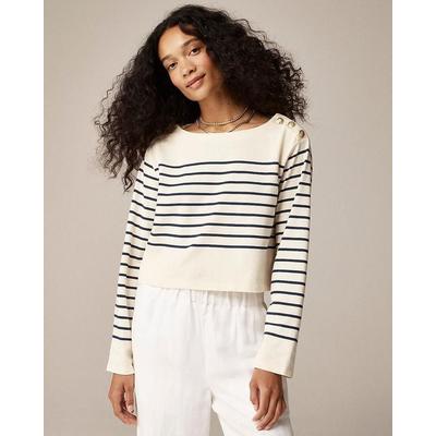 Cropped Boatneck T-Shirt With Buttons