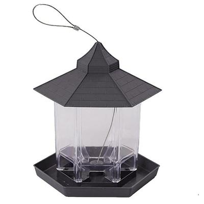 Wild Bird Feeder Hanging Waterproof Gazebo Birdfeeder with Roof Gray
