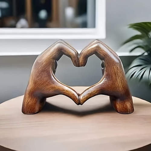 Valentinstagsgeschenke für Frauen Mama Sie Harz Herz-förmige Hand Skulptur Dekorative Figur Liebe-inspirierte Kunst Statue Wohnbüro Regal Wohnzimmer Ornament Tischakzent für den Muttertag Image
