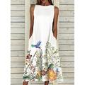Damen Midi Kleid A-Linie Kleid T-Shirt Kleid Tee Kleid Off-Shoulder Kleid Sportliches Kleid Lässig Urlaub Alltag Reguläre Passform Floral Ärmellos Off-Shoulder Gelb Rot Blau Lila Sommer