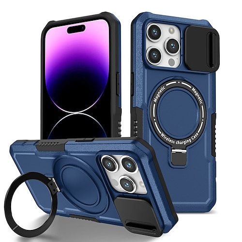 Handy Hülle Handyhüllen Für iPhone 16 15 14 Pro Max Plus 13 12 11 Pro Max Rückseite Mit Ständer Magnetisch Unterstützt kabelloses Laden Retro PC Image