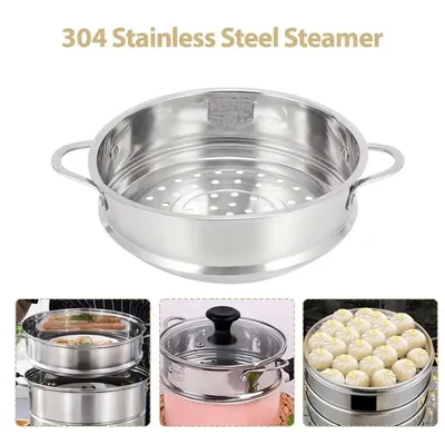 New 304 Stainless Steel Steamer Basket Kitchen Cooking Tool with Double Ear Steam Rack Safe Material