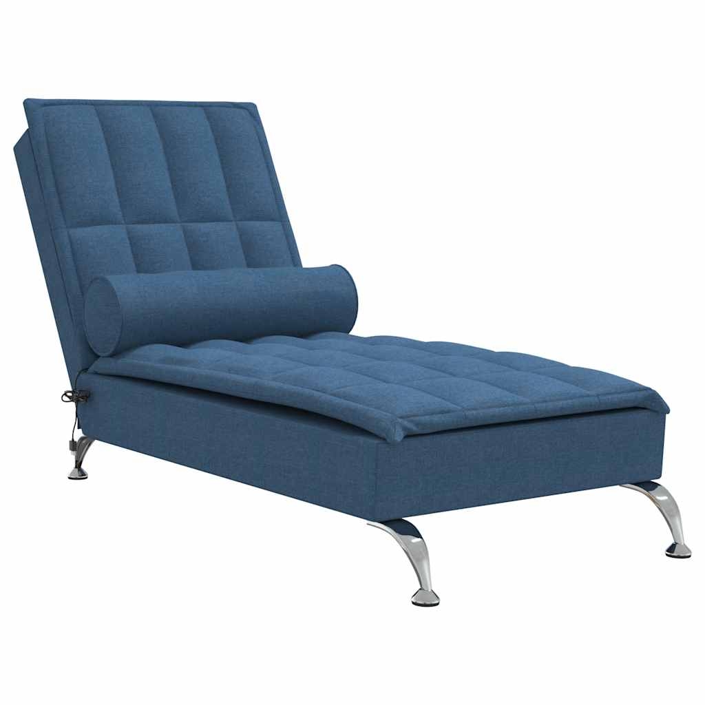 vidaXL Massage-Chaiselongue mit Nackenrolle Blau Stoff Image