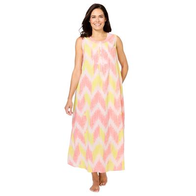 Plus Size Women's Dreams & Co® Bib Lounger by Dreams & Co. in Pink Chevron (Size 2X)