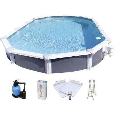 Schwimmbecken KWAD "»Supreme« all in Premium Folie", beige (braun, farbe innen: sand), B:360cm H:132cm L:610cm, Schwimmbecken, BxLxH: 360x610x132cm, inkl. Bodenisolationsset Image