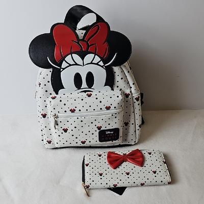 Disney Accessories | Disney White And Red Minnie Mouse Backpack And Pouch Set | Color: Red/White | Size: Osbb
