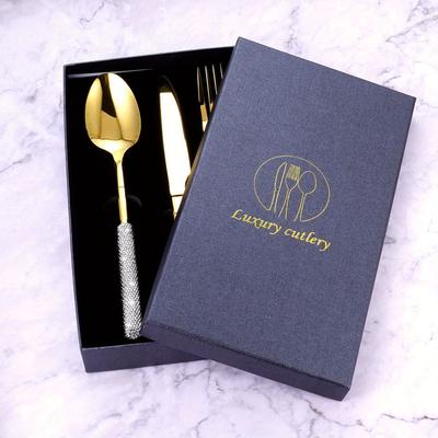 TEMU High Knight 304 Stainless Steel Tableware Light Luxury Stainless Steel Knife, Fork, Spoon Mirror Tableware Gift Box Set