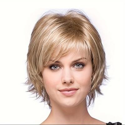 TEMU Ladies' Wig, Golden Straight Wigs, Fluffy And Fashionable, Suitable For Halloween Cosplay And Event Parties