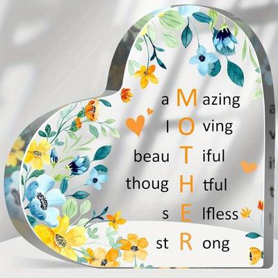 TEMU Posing Props Inspirational Acrylic For Mom Table Decor Mom Amazing Loving Sign Thank You Gift For Mother Birthday Floral Paperweight For Mother