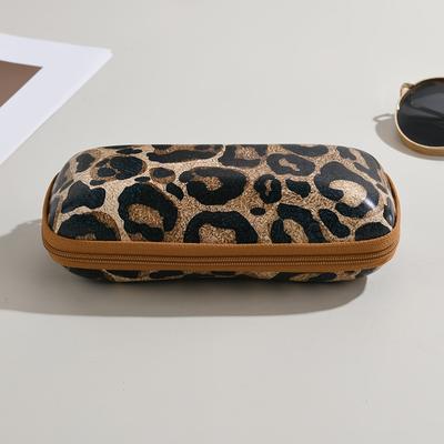 TEMU 1pc Leopard Print Eva Eyeglass Case, Funky Style, Peva Material, For Glasses And Accessories