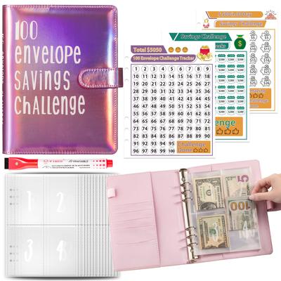 TEMU Envelopes Money Saving Challenge Binder, Budget Binder With Cash Envelopes, Cash Stuffing Binder From To , To Save$500, $5, 050 And $10, 000