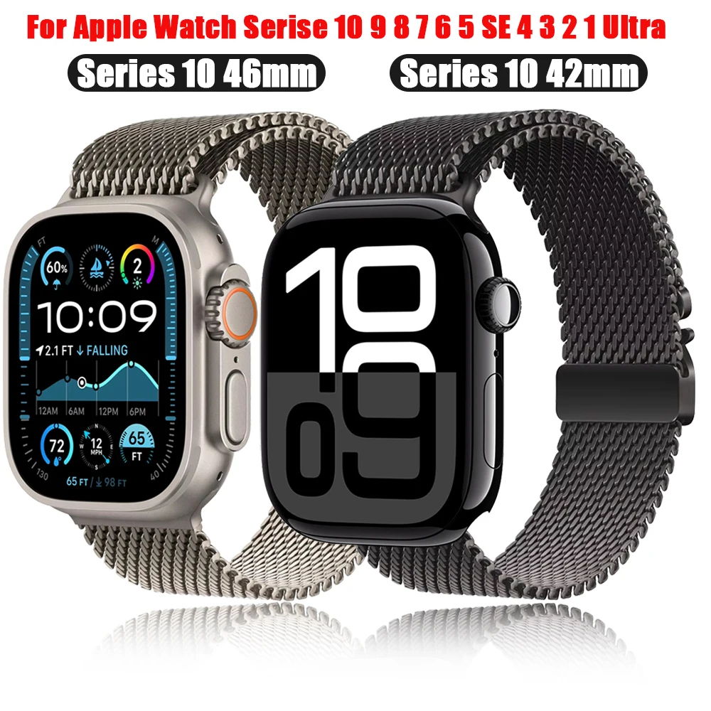 Milanaise-Loop-Armband für Apple Watch Ultra 3 49 mm 45 mm 46 mm 44 42 mm 41 40 mm Edelstahlarmband IWatch Serie 11 10 9 8 SE 3 Image