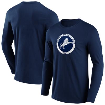 Millwall Primary Logo Graphic Langarm-T-Shirt – Marineblau – Herren Image
