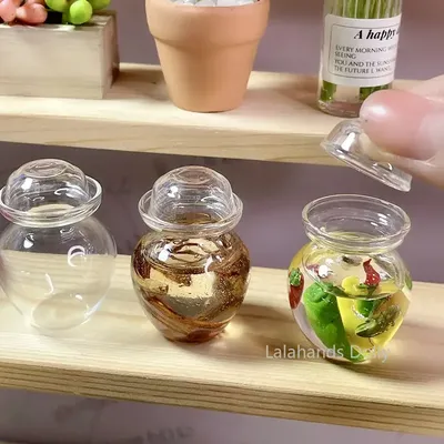 Doll House Mini Glass Jar Pickle Jar for Doll House Kitchen Food Play Furniture Decorative