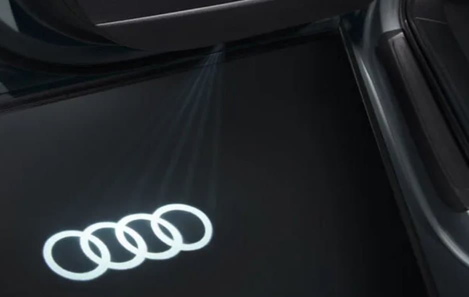4 pezzi di luci di benvenuto Audi, proiettori con logo sulla portiera, proiettori a LED, luci per portiera, luci di ingresso, luci a LED per auto.
