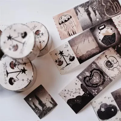 MuZiShan Studio The Whispers Of The Stars Washi PET Tape DIY Card Making Scrapbooking Plan