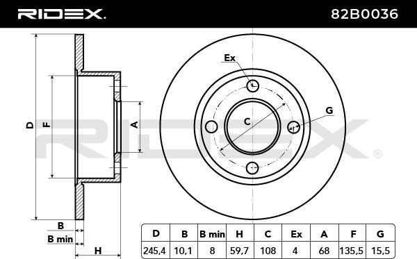 RIDEX Bremsscheibe AUDI 82B0036 443615601 Bremsscheiben,Scheibenbremsen Image