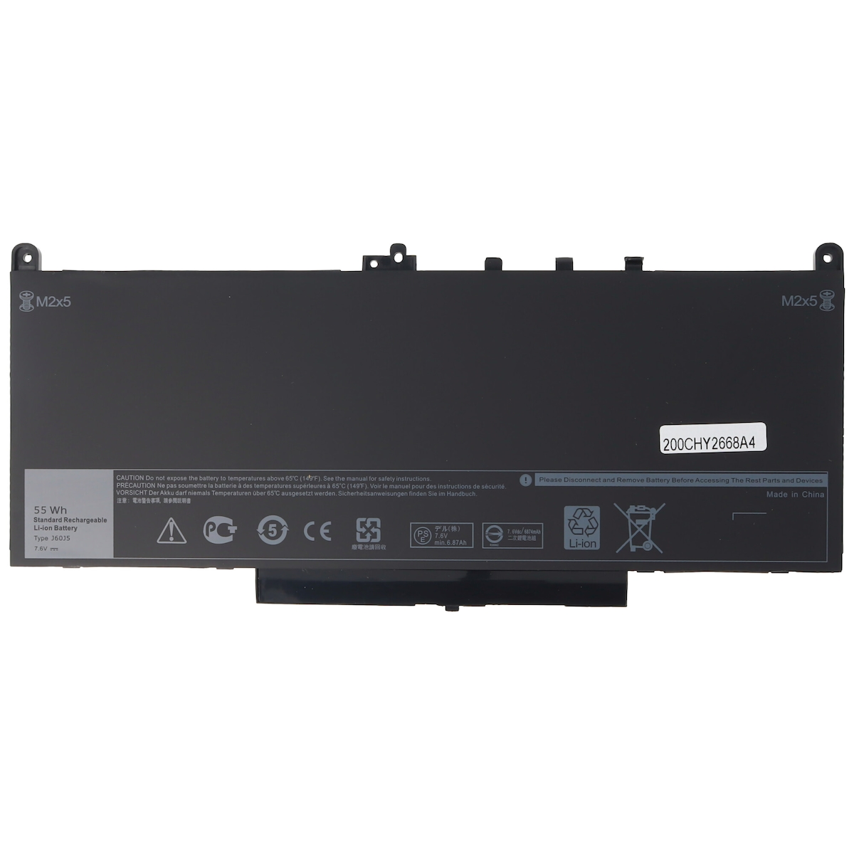 AccuCell Akku passend für Dell Latitude 12, Dell Latitude E7270, Latitude 12 E7470, J60J5, MC34Y, NJJ2H, R1V85 7,6 Volt 7200mAh Image