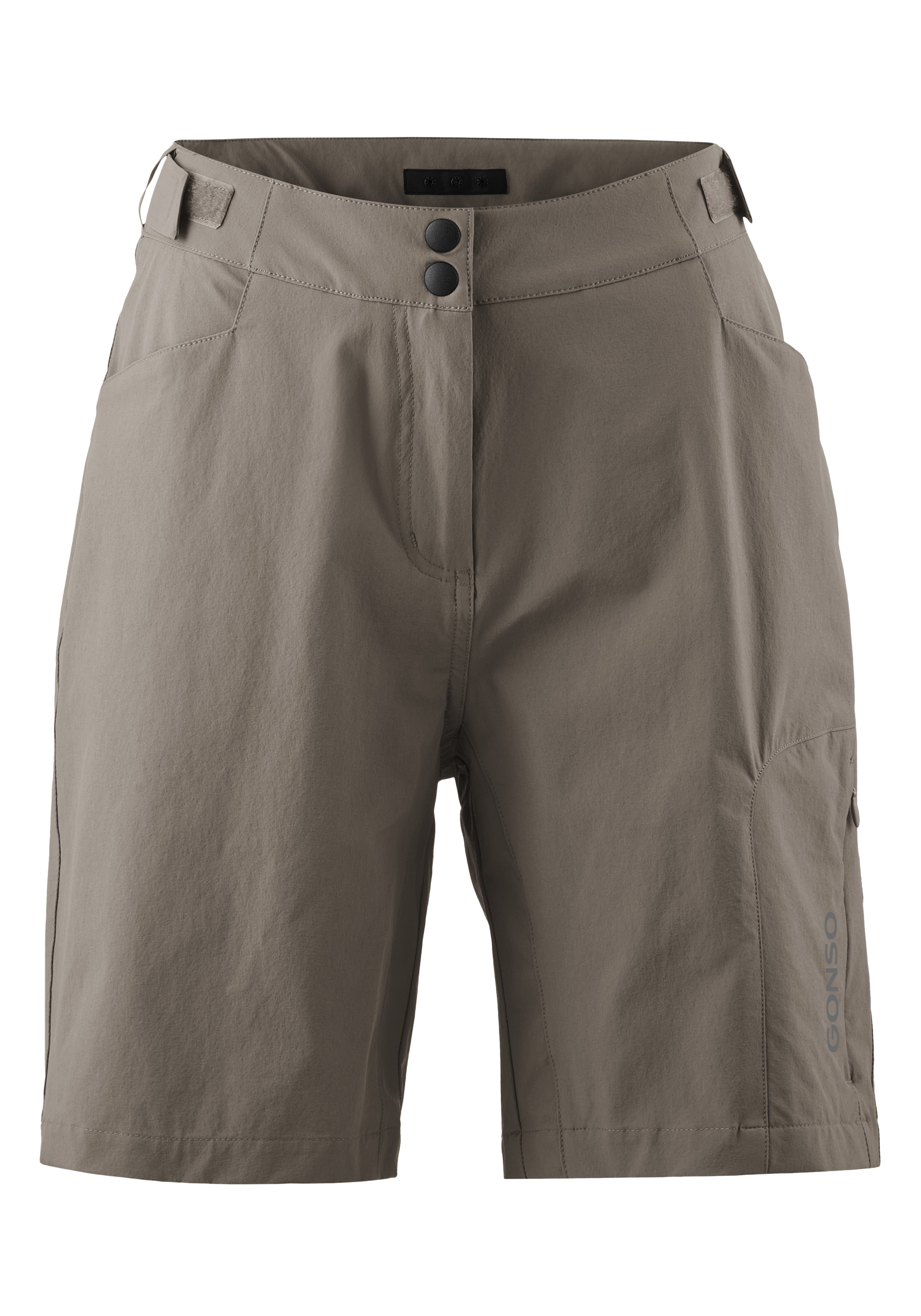 Fahrradhose GONSO "Adventure Shorts W", Damen, Gr. 50, Normalgrößen, grau (terragrau), 90% Polyamid, 10% Elasthan, Hosen, Strapazierfähig und formstabil Image