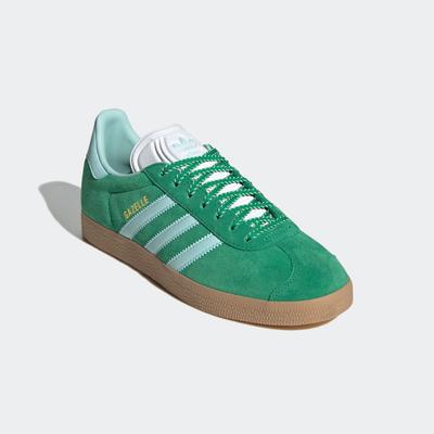 Sneaker ADIDAS ORIGINALS "GAZELLE", Gr. 38,5, grün, semi flash aqua, gold metallic, Leder, Synthetik, sportlich, Schuhe, Topseller Image