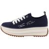 Plateausneaker TOM TAILOR, Damen, Gr. 38, blau (navy, weiß), Textil, kontrastfarbene Details, sportlich, Schuhe, Freizeitschuh, Halbschuh, Schnürschuh mit seitlicher Logo-Signatur