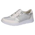 Keilsneaker WALDLÄUFER "K-JENNY", Damen, Gr. 8 (42), bunt (silberfarben, weiß), Nappaleder, Nubukleder, metallic, sportlich, Schuhe, Schnürschuh, Halbschuh, Freizeitschuh in Komfortweite K-Weite