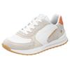 Keilsneaker RIEKER SPORT, Damen, Gr. 37, weiß, creme, orange, Glattleder, Veloursleder, kontrastfarbene Details, sportlich, Schuhe, Halbschuh, Schnürschuh, Freizeitsneaker mit weicher Soft-Einlage, Topseller