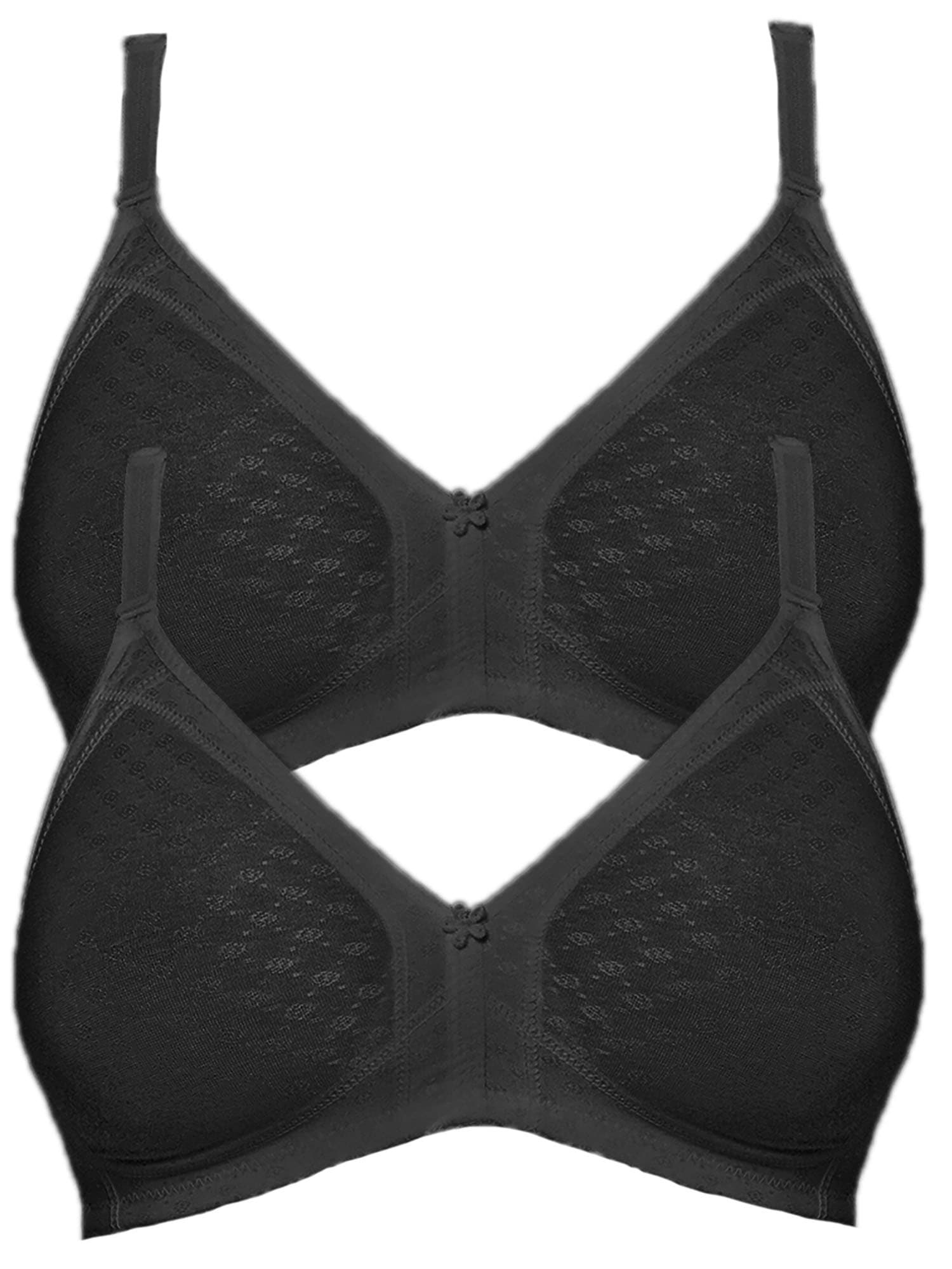 Bügelloser BH SUSA "2er Pack BH ohne Bügel Topsy", Damen, Gr. 95, Cup E, schwarz (schwarz schwarz), Obermaterial: 40% Baumwolle CO. 30% Polyamid PA. 30% Elasthan EL., BHs Image