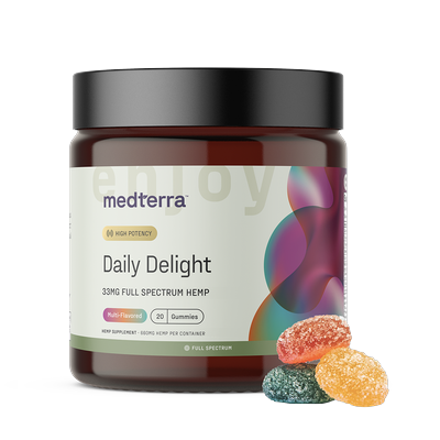 Daily Delight Full Spectrum Hemp Gummies, Multi-Flavored, 33mg, 20 Count by Medterra