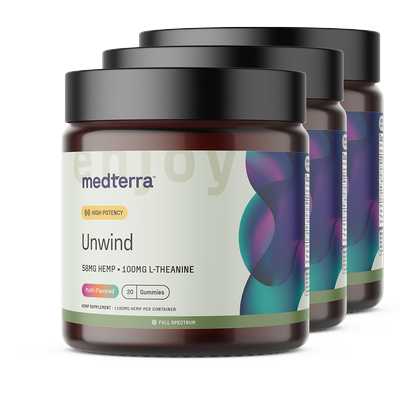 Unwind Full Spectrum Hemp Gummies, Strawberry Citrus, 58mg, 60 Count by Medterra