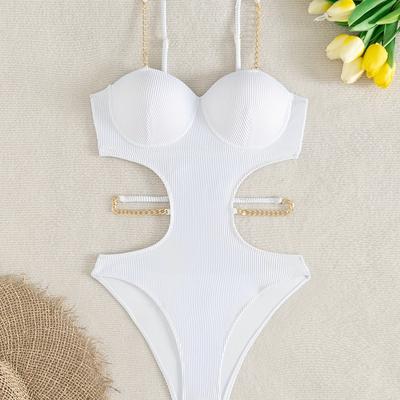 TEMU Women' -piece Swimsuit For Wholesale, Featuring A Sexy Strap Design And Ribbed Texture For -border Trade. Image