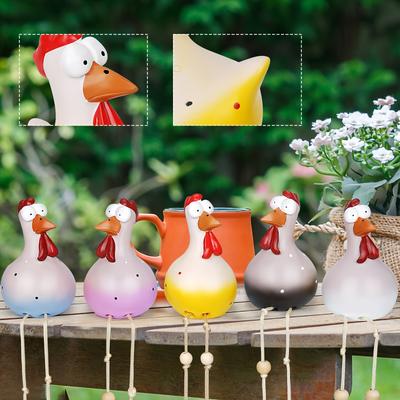 TEMU 5 P Cs Resin Rooster Outdoor Statue Is Fun, Waterproof, And Non Fading, Suitable For Courtyard, Garden, And Balcony Decoration Image