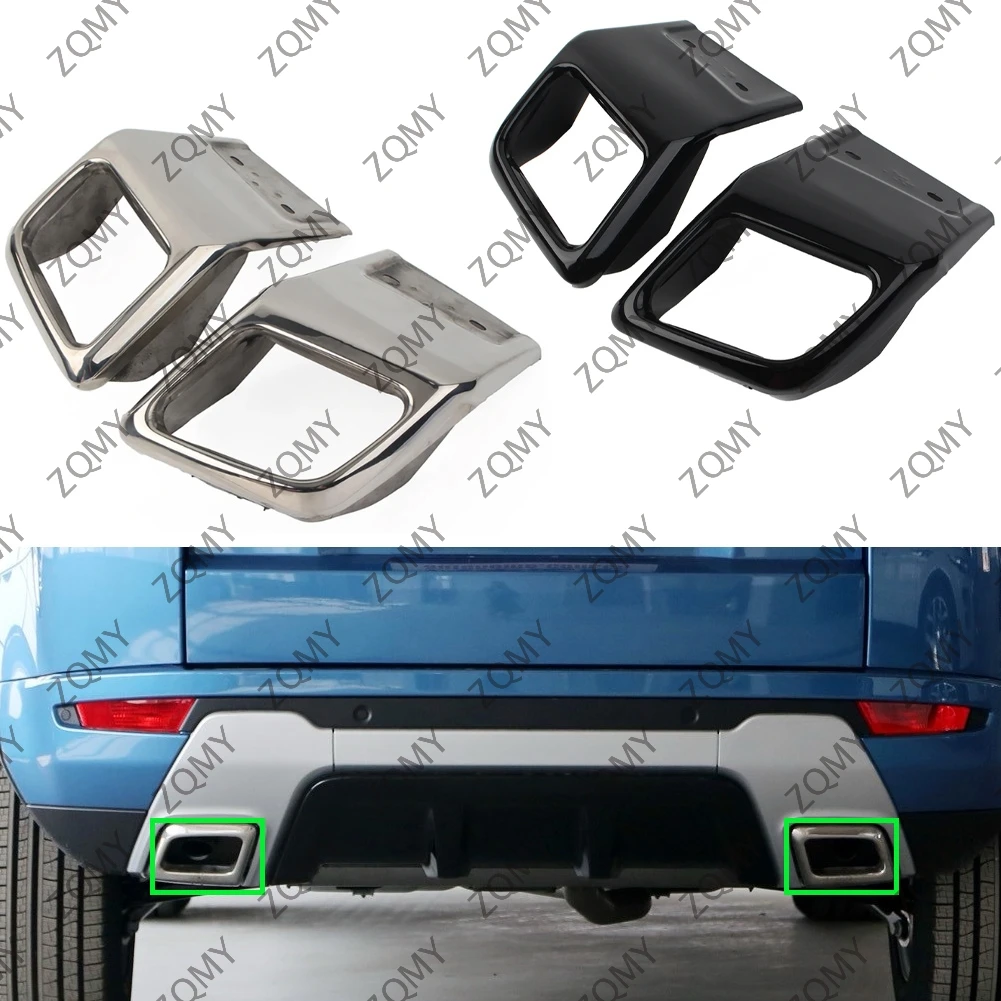 2 pz acciaio auto paraurti posteriore tubo di scarico Trim per Land Rover Range Rover Evoque 2010 2011 2012 2013 2014 2015 2016 2017 2018