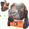 Ventilatore esterno USB portatile da 7800 mAh - Controllo della velocità infinita, vento forte, batteria ricaricabile, luce a LED - Resta fresco ovunque