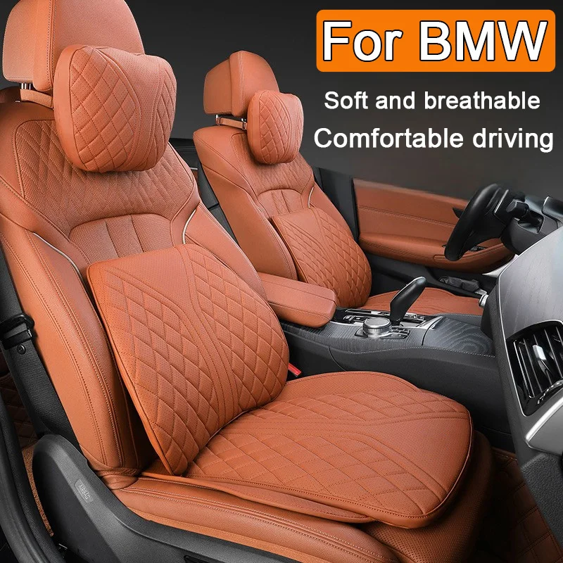 Auto Sitz Abdeckung Kissen Leder Kopfstütze Lenden Unterstützung Auto Rest Neck Kissen Für BMW X5 E53 E70 F15 G05 X1 F48 X3 F25 X6 E71 X2 Image