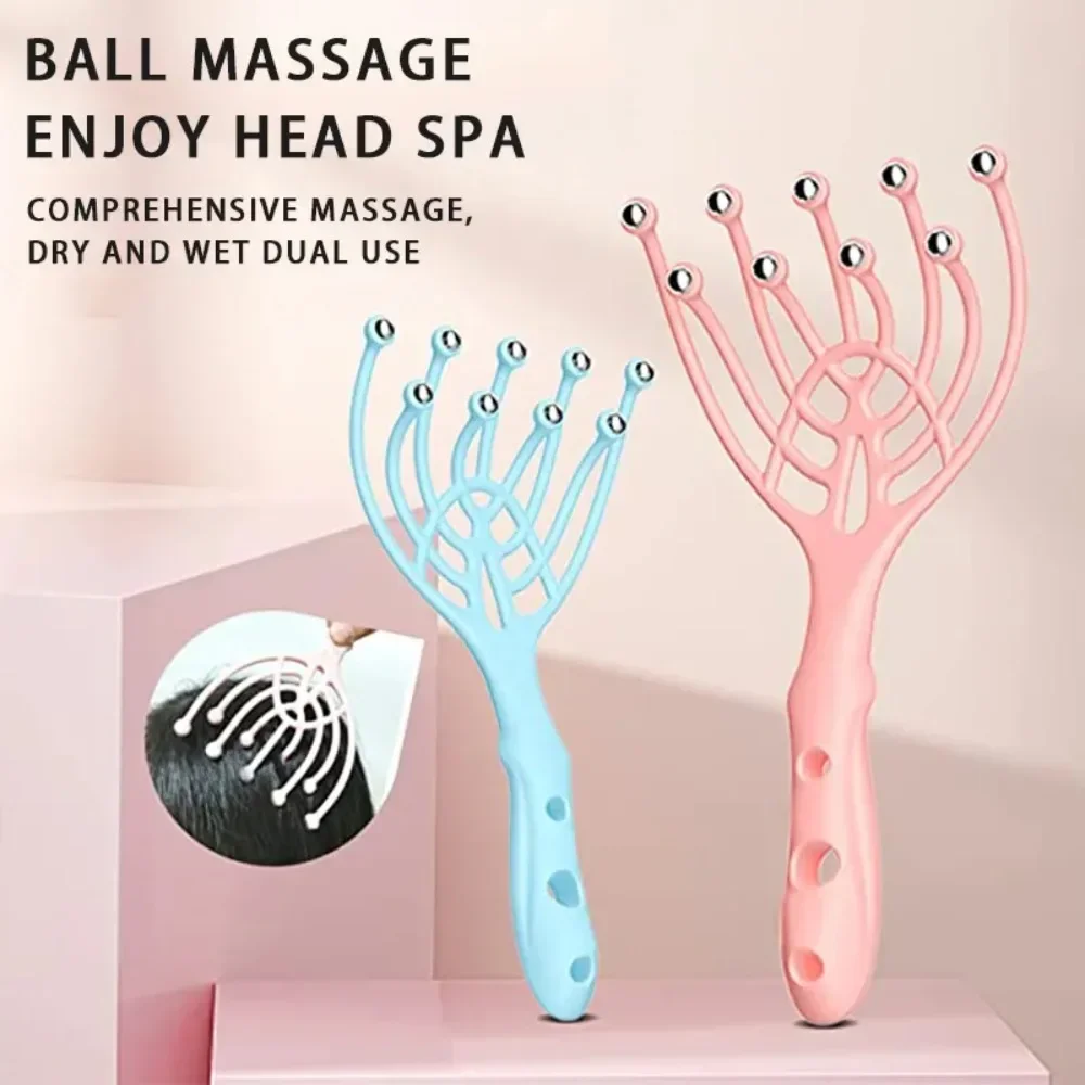 1 Pc Kopf Massagegerät Kopfhaut Hals Kamm Roller Fünf Finger 9 Krallen Stahl Ball Hand Entspannen Spa Haarpflege für Haar Stress Relief Image