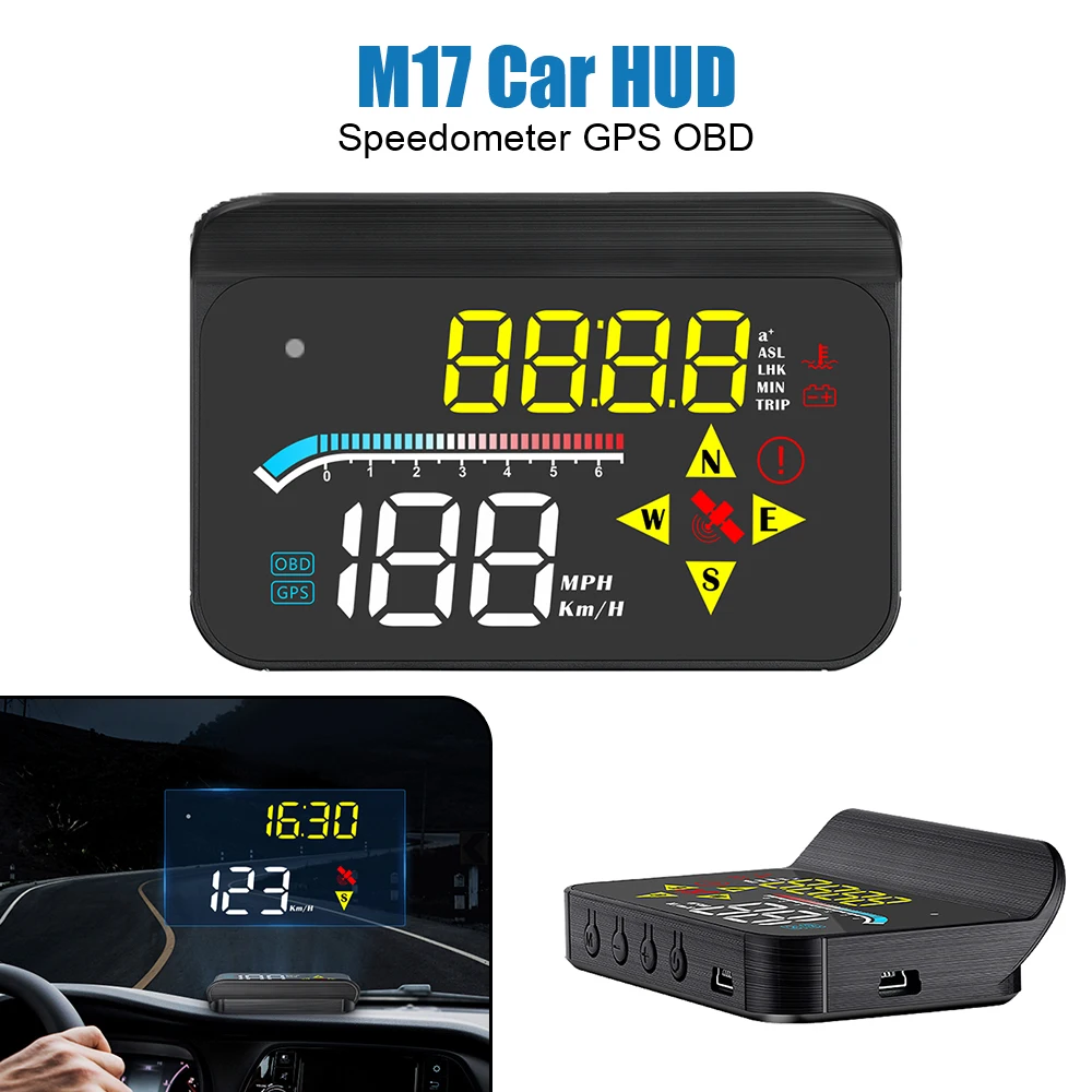 Auto Hud Tacho Auto Elektronik Zubehör M17 Obd GPS Head-Up-Display für alle Autos Mini Windschutz scheibe Projektor Image