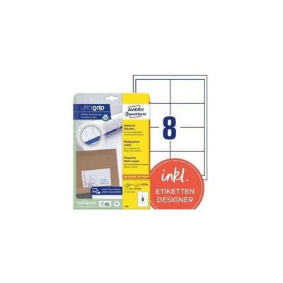 Avery Zweckform - Universaletikett ultragrip 97 x 67,7 mm (b x h) Papier weiß 240 Etik./Pack. Image