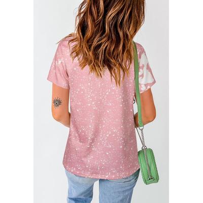 Azura Exchange Damen-T-Shirt mit gebleichtem Aufdruck, kurzärmlig, in Rosa Image