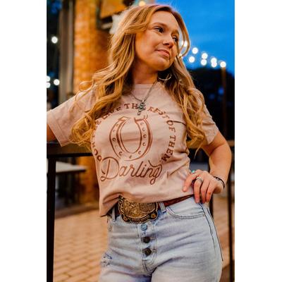 Azura Exchange T-Shirt mit „Damen Darling Letter“-Grafikdruck in Khaki Image