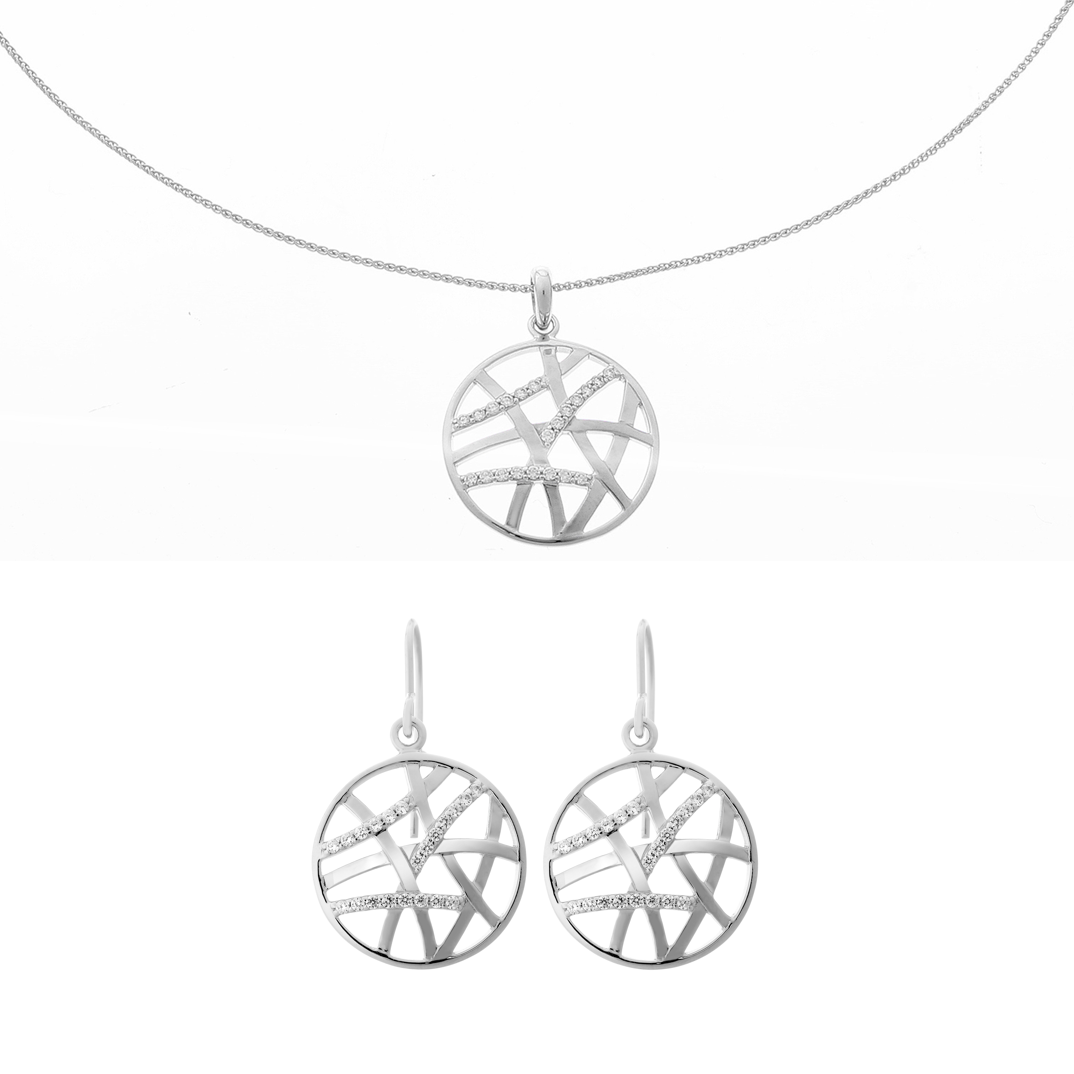 Orphelia 'Amabella' Damen 925 Sterling Silber Set: Kettenanhänger + Ohrringe - Silber SET-7098 Image