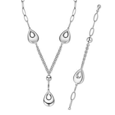 Orphelia Damen 925 Sterling Silber Set: Kette + Armband - Silber SET-028 Image
