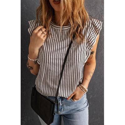 Azura Exchange Damen-Tanktop mit Rüschen und Streifen in Grau Image