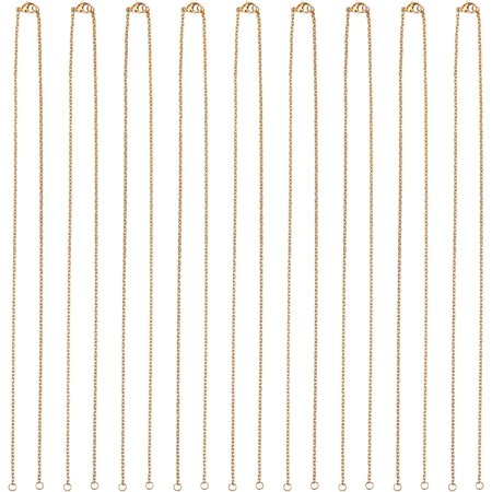 Half Finished 304 Stainless Steel Cable Chain Necklaces with Lobster Claw Clasps for Connector Charm Necklace Making Golden 18.5 inch~18.8 inch(47~47.8cm) 2mm Hole: 2.5mm 12pcs/box