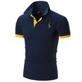 Per uomo Polo Maglia da golf Casuale Sportivo Classico Manica Corta Essenziale Blocco di colori Cervo Bottoni Davanti Estate Primavera Vestibilità regolare Marrone Scuro Grigio scuro Nero Bianco