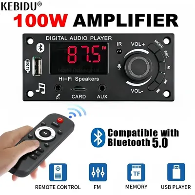 100W Amplifier Bluetooth 5.0 DIY MP3 WAV Decoder Board DC 12V 50W Wireless Car USB MP3 Player TF