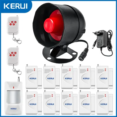 KERUI Security Alarm System Kit 110dB Wireless Loud Indoor/Outdoor Weatherproof Siren Horn with