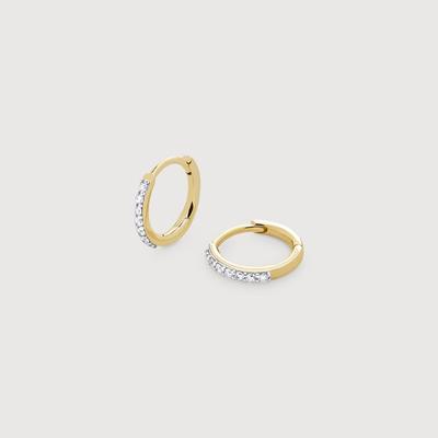 Gold Diamond Huggies Earrings Lab Grown Diamond