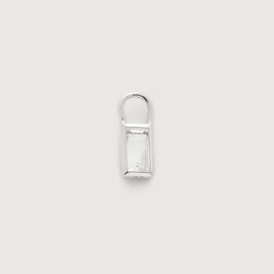 Sterling Silver Baguette Gemstone Hoop Charm Rock Crystal